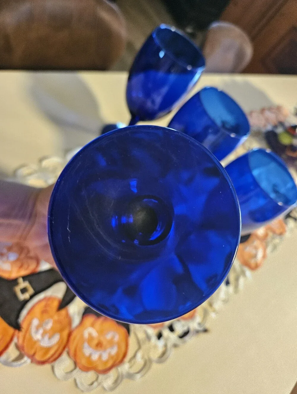 Vintage Cobalt Blue Wine Goblets / Water Glasses - Set of 4